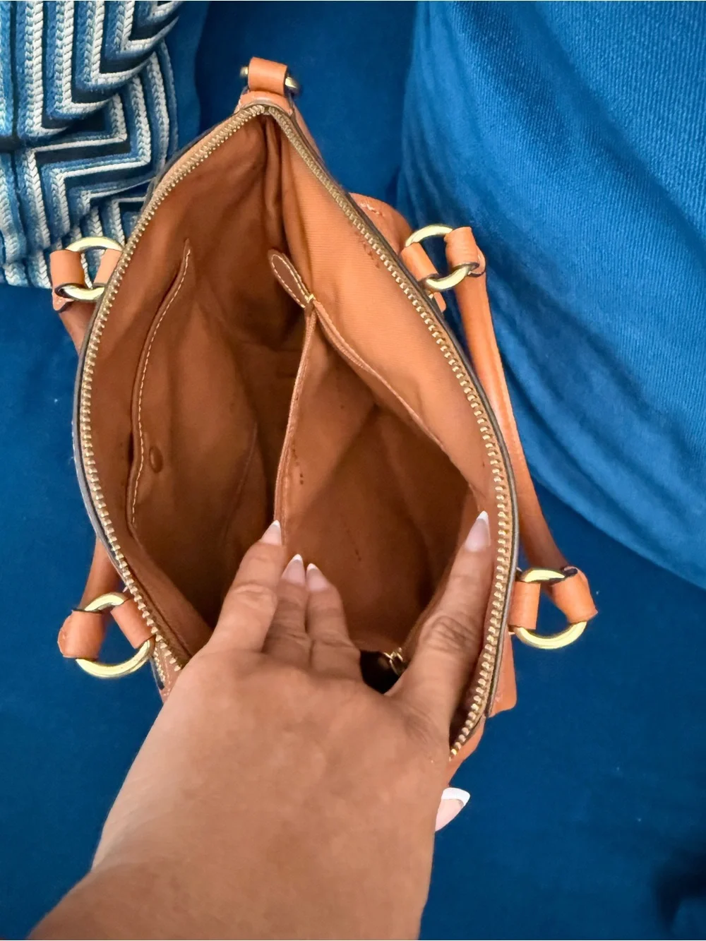 Leather Tote Handbag in Tan